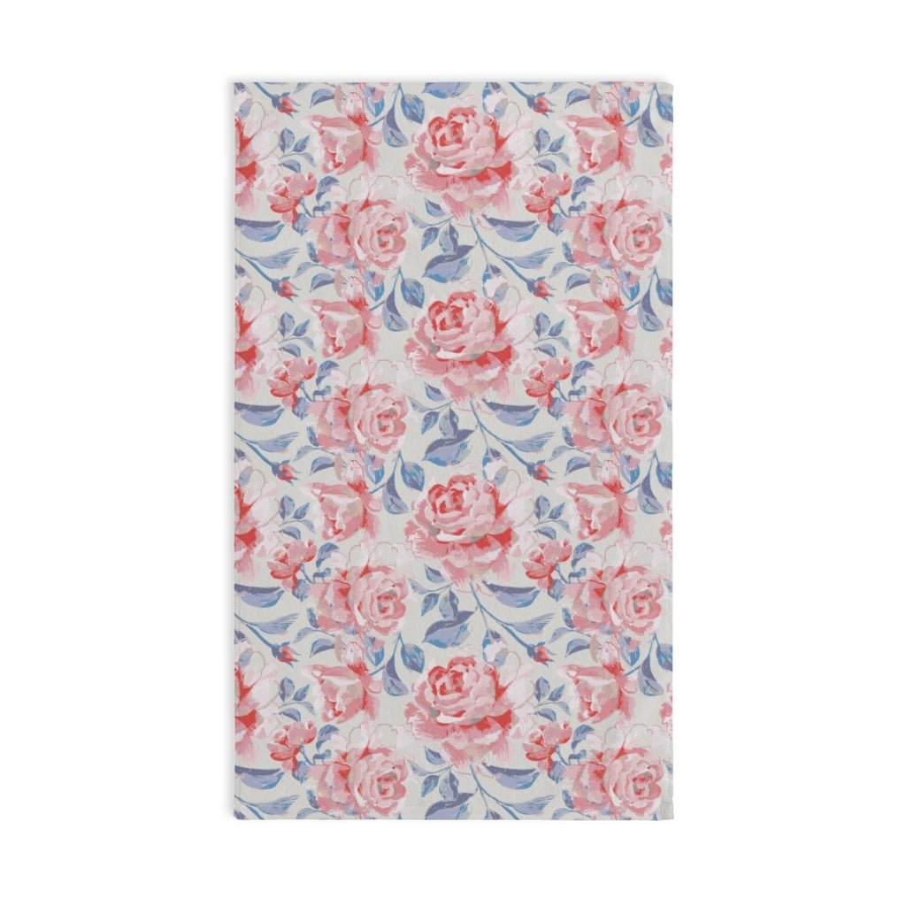 Pink Roses Hand Towel - Puffin Lime