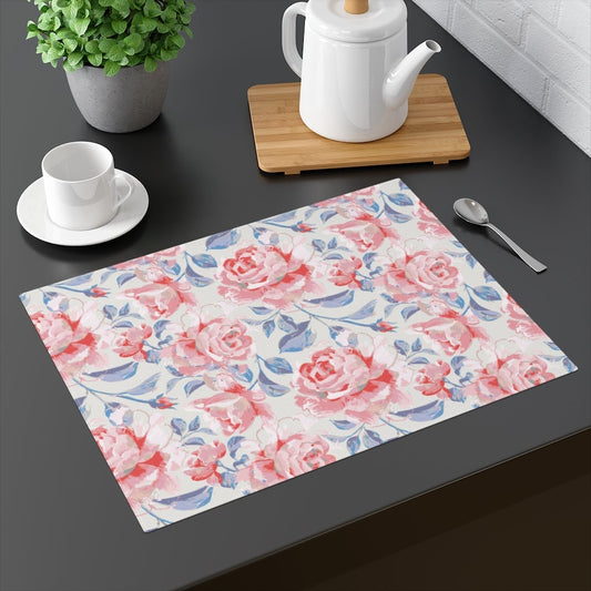 Pink Roses Placemat - Puffin Lime