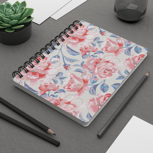 Pink Roses Spiral Bound Journal - Puffin Lime