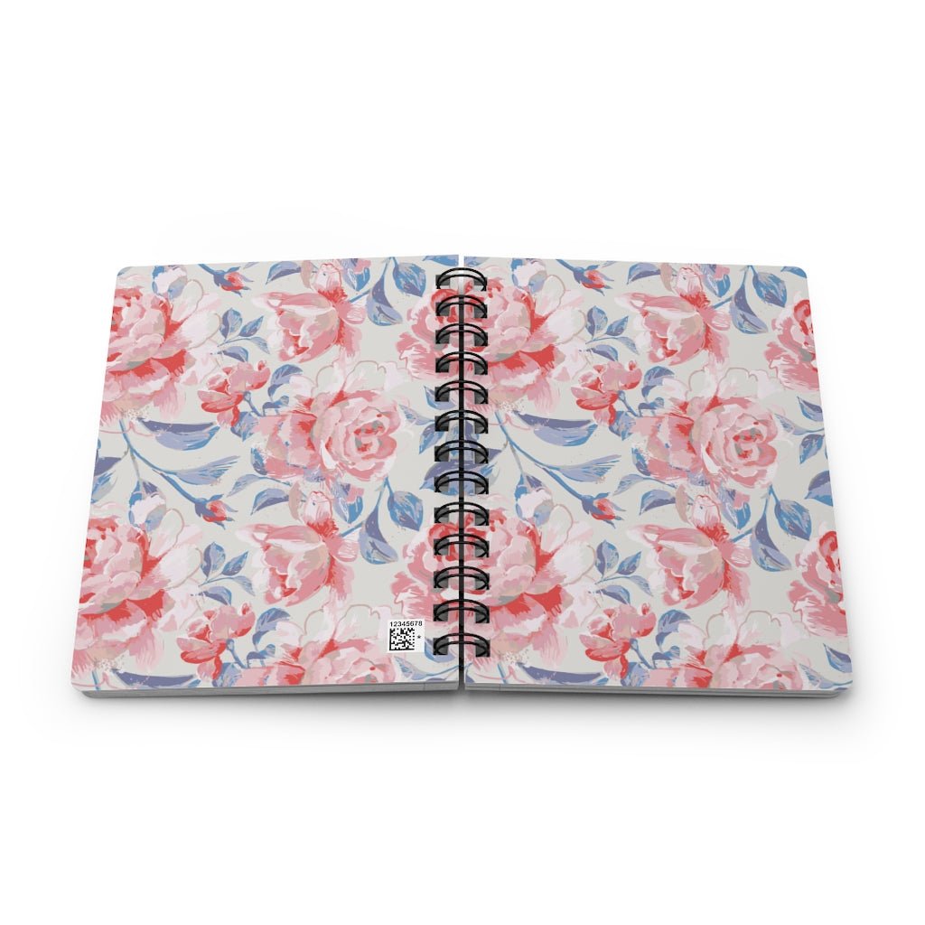 Pink Roses Spiral Bound Journal - Puffin Lime