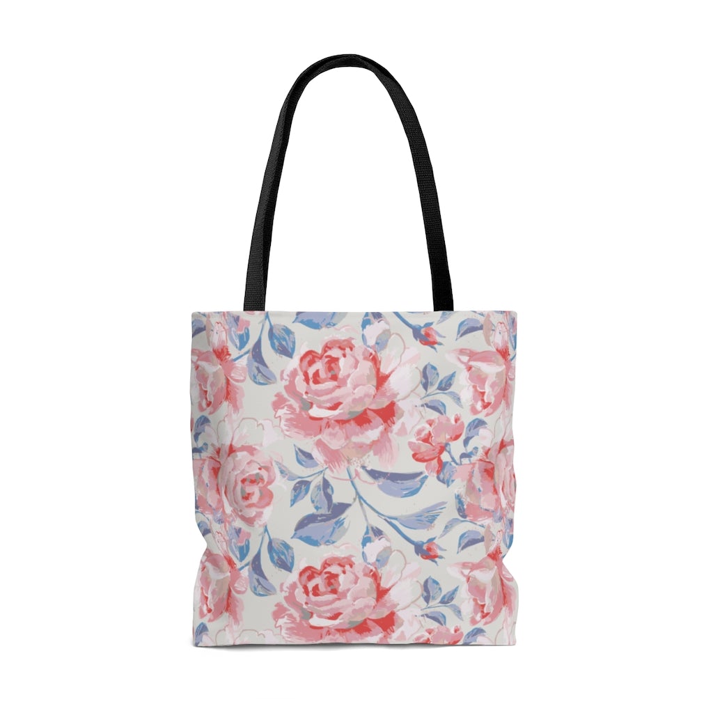 Pink Roses Tote Bag - Puffin Lime