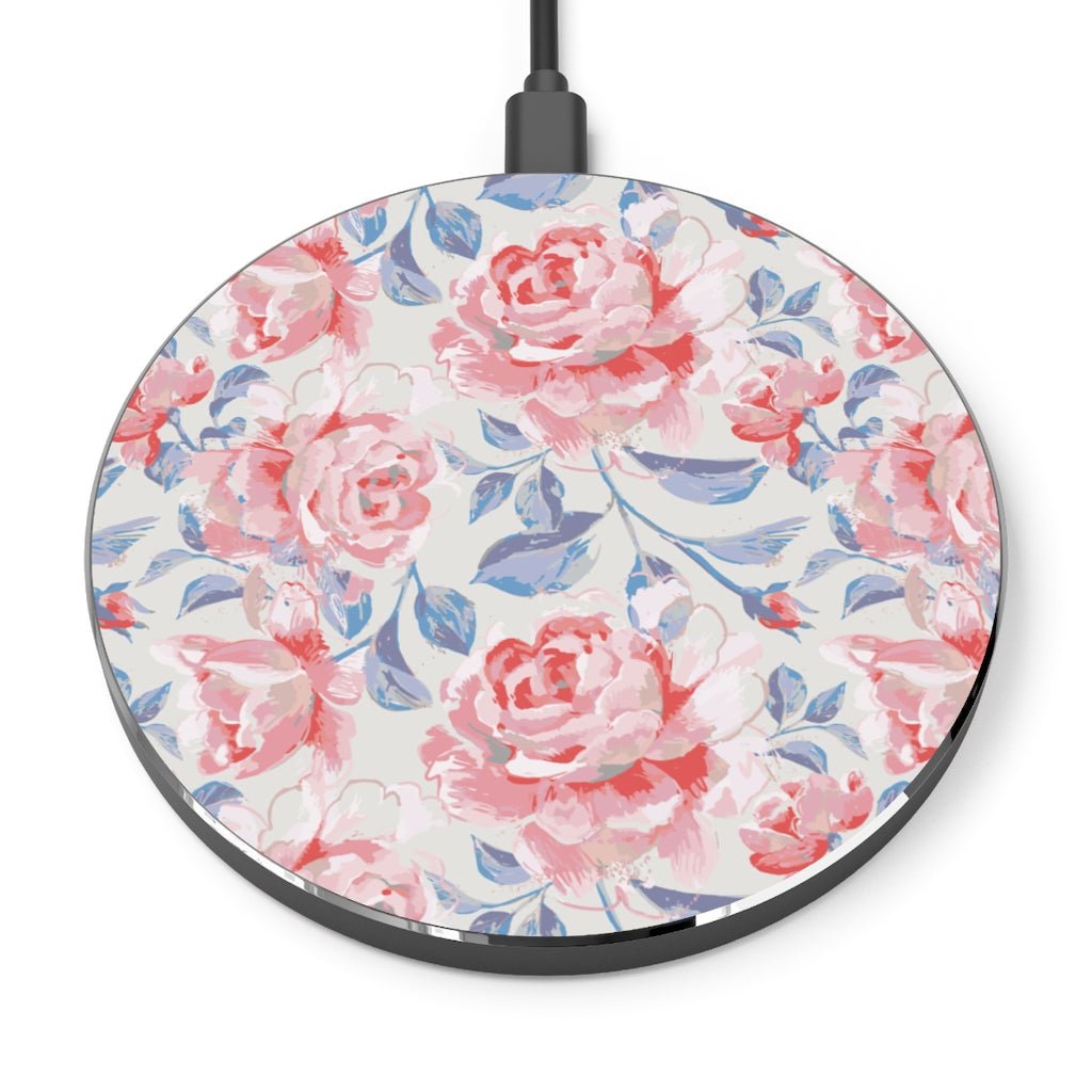 Pink Roses Wireless Charger - Puffin Lime
