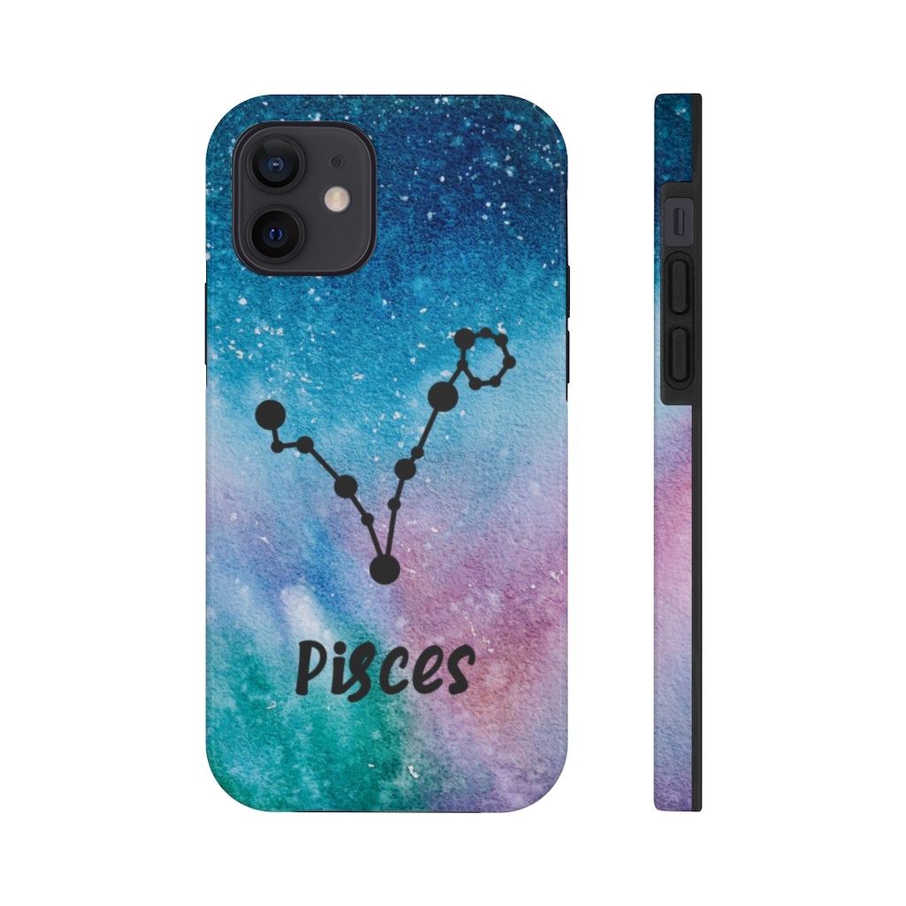 Pisces Zodiac Blue Green Pink Galaxy Phone Case - Puffin Lime