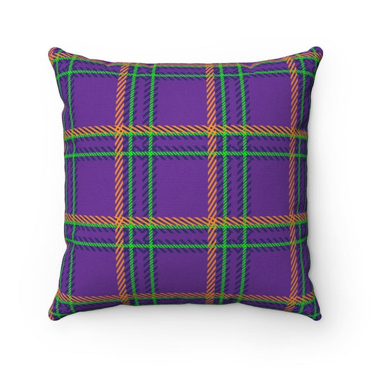 Plaid Purple and Green Pillow Cover - Puffin Lime