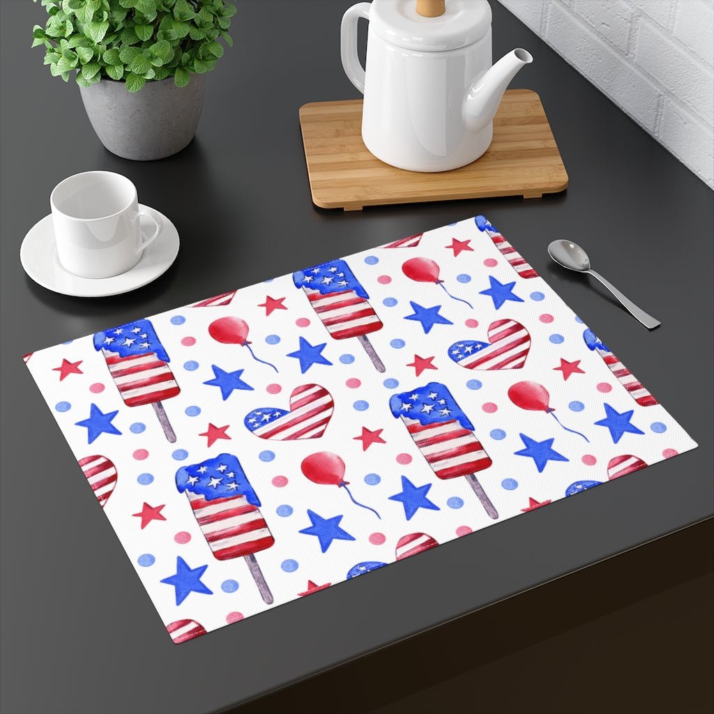Popsicles and Hearts Placemat - Puffin Lime