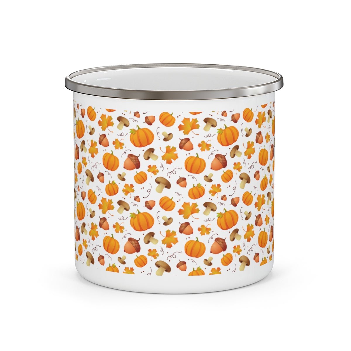 Pumpkins and Acorns Stainless Steel Camping Mug - Puffin Lime
