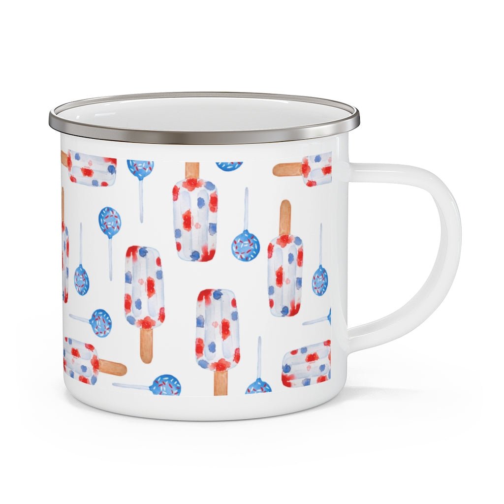 Red and Blue Popsicles Enamel Camping Mug - Puffin Lime