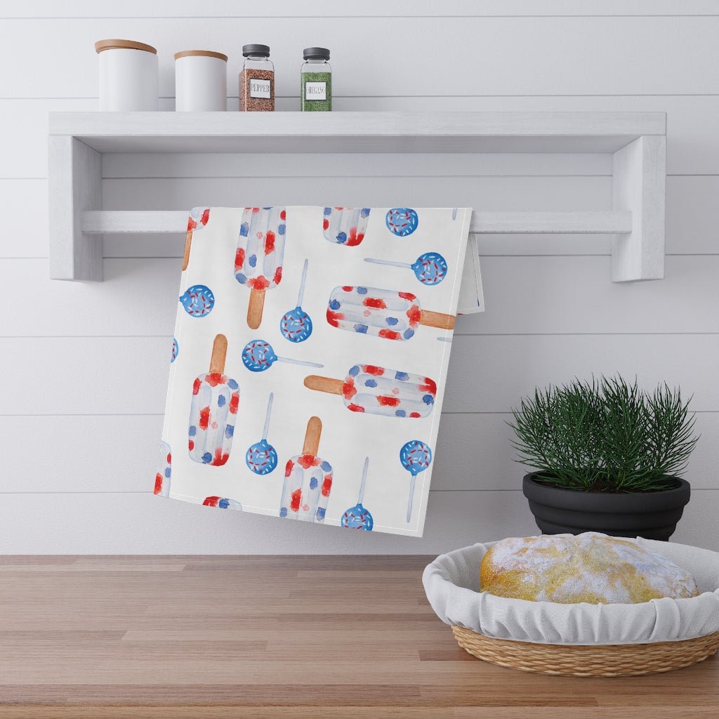 Red and Blue Popsicles Kitchen Towel - Puffin Lime