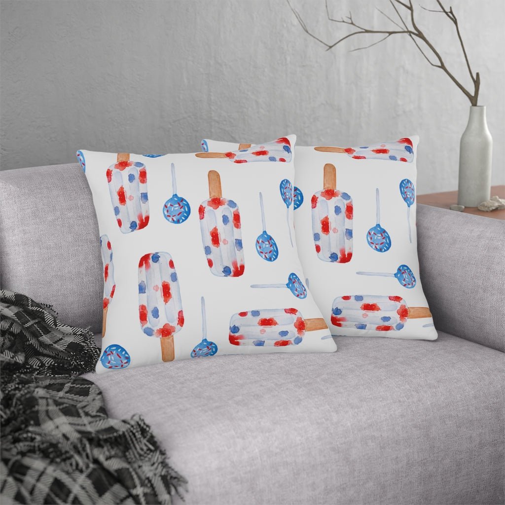 Red and Blue Popsicles Outdoor Pillow - Puffin Lime