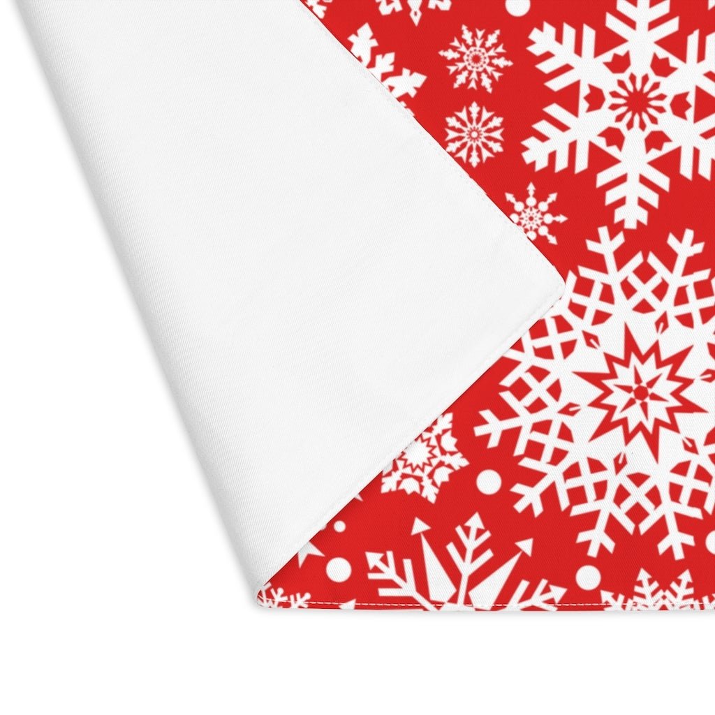 Red Christmas Snowflakes Placemat - Puffin Lime