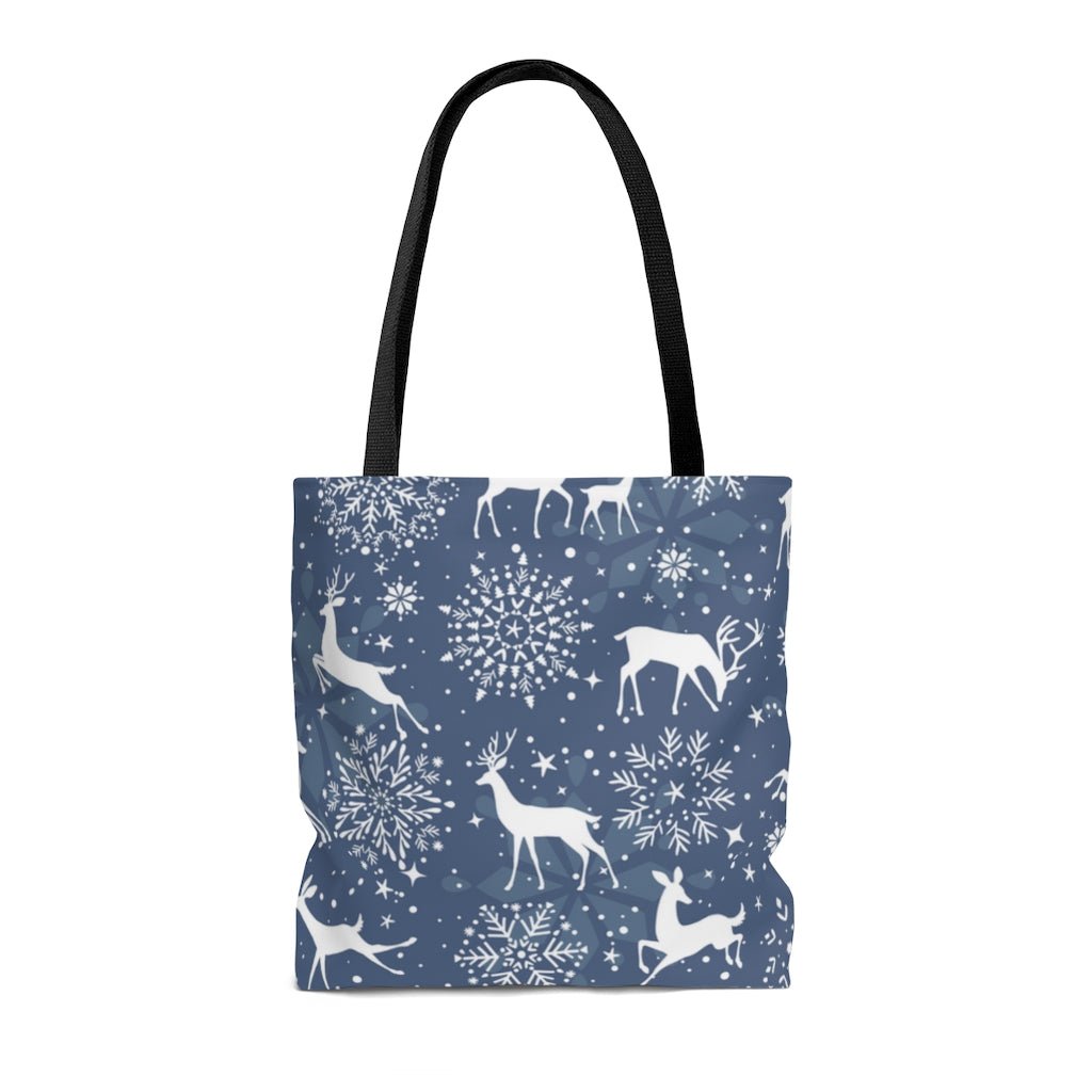 Reindeers and Snowflakes Tote Bag - Puffin Lime