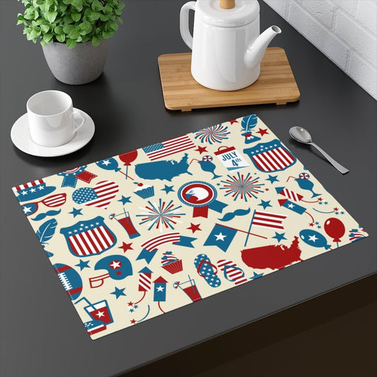 Retro Flags and Balloons Placemat - Puffin Lime