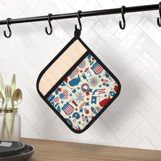 Retro Flags and Balloons Pot Holder with Pocket - Puffin Lime