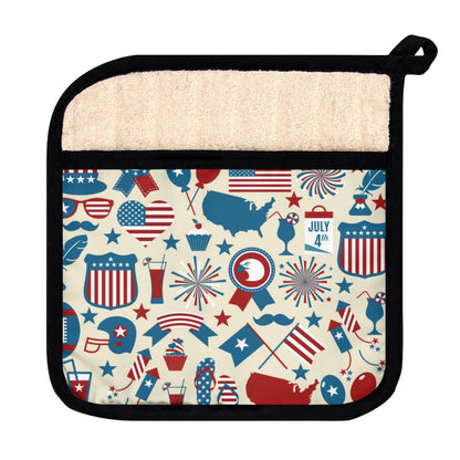 Retro Flags and Balloons Pot Holder with Pocket - Puffin Lime
