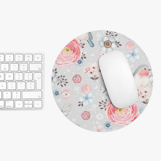 Robins and Flowers Mouse Pad - Puffin Lime