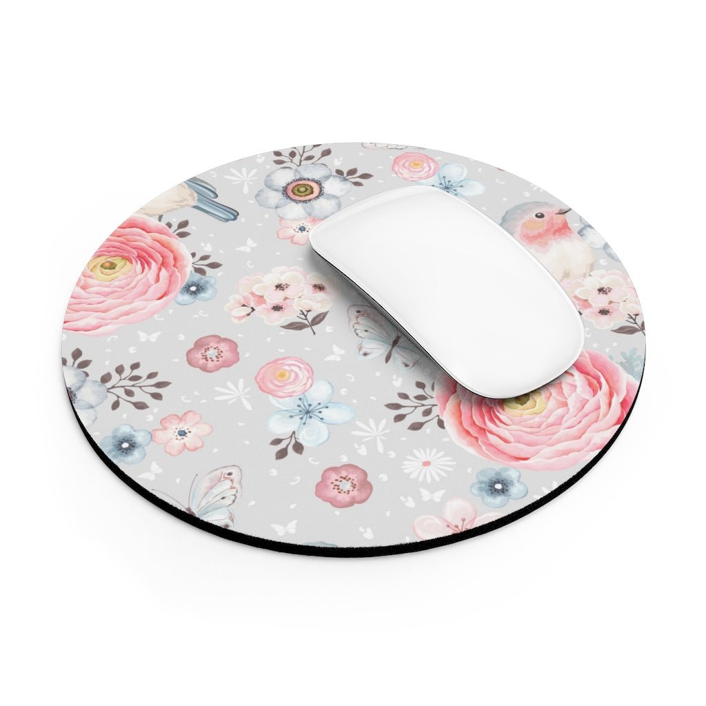 Robins and Flowers Mouse Pad - Puffin Lime