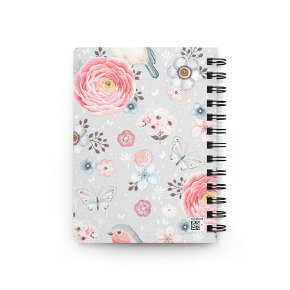 Robins and Flowers Spiral Bound Journal - Puffin Lime