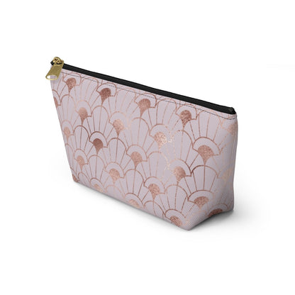 Rose Gold Art Deco Accessory Pouch w T-bottom - Puffin Lime