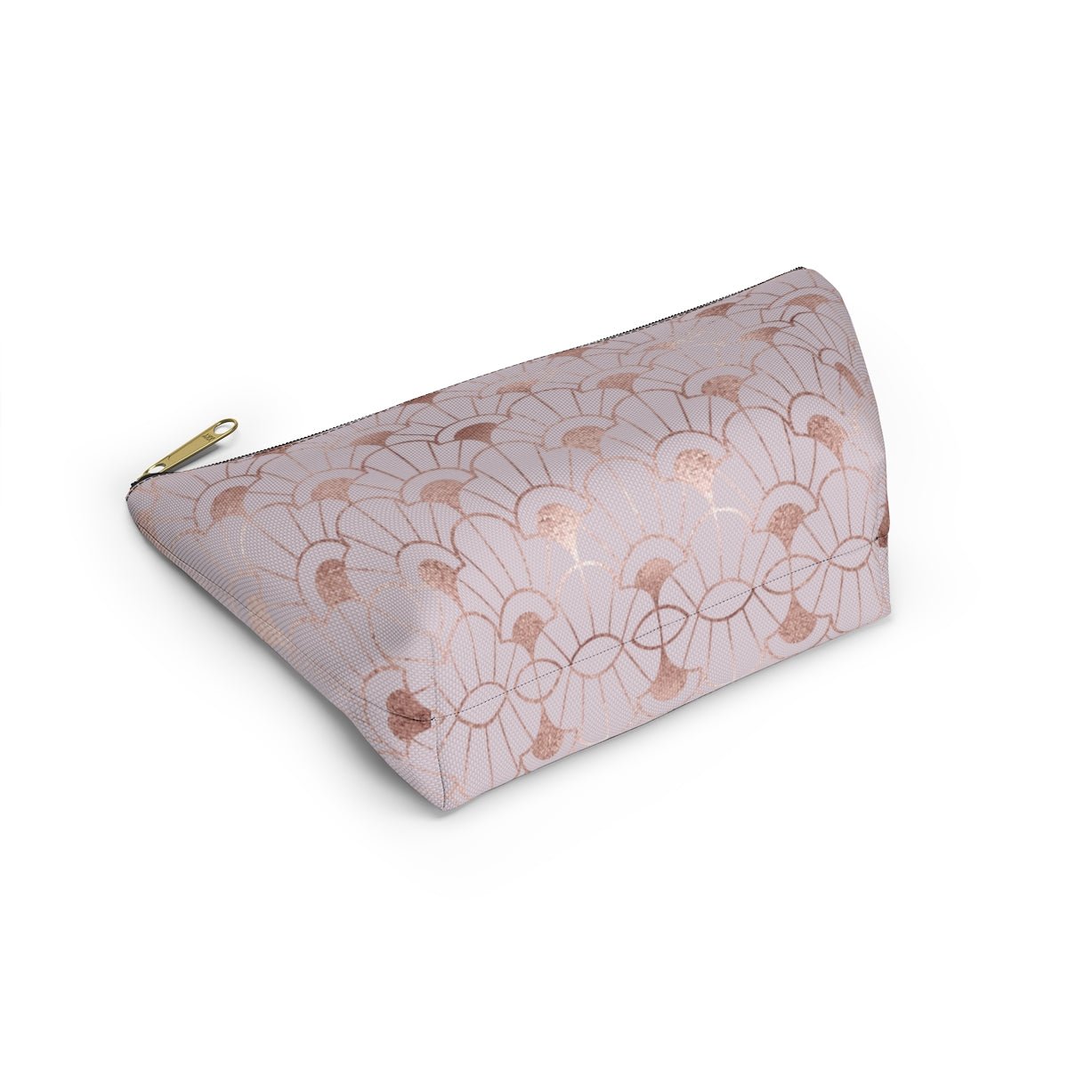 Rose Gold Art Deco Accessory Pouch w T-bottom - Puffin Lime