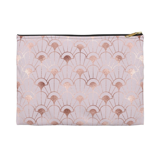 Rose Gold Art Deco Flowers Accessory Pouch - Puffin Lime