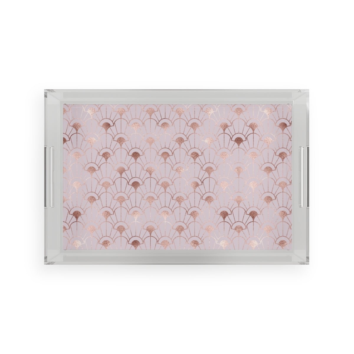 Rose Gold Art Deco Flowers Acrylic Serving Tray - Puffin Lime