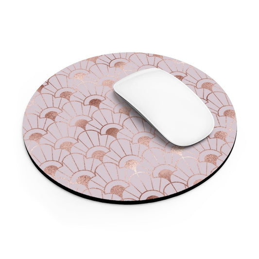 Rose Gold Art Deco Flowers Mouse Pad - Puffin Lime