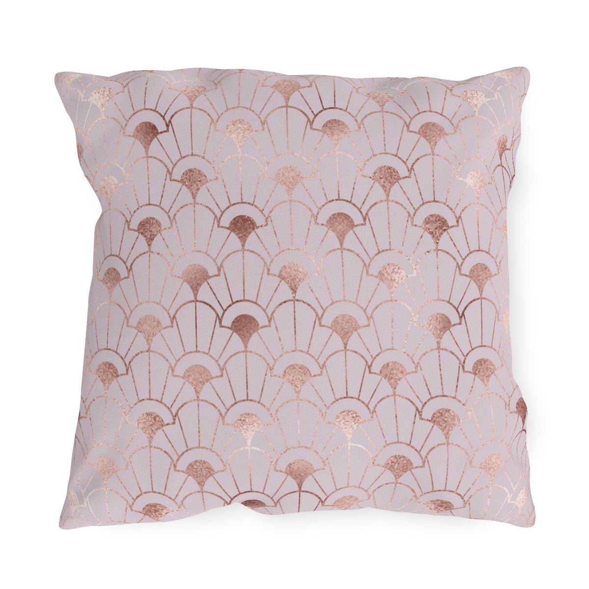 Rose Gold Art Deco Flowers Outdoor Pillow - Puffin Lime