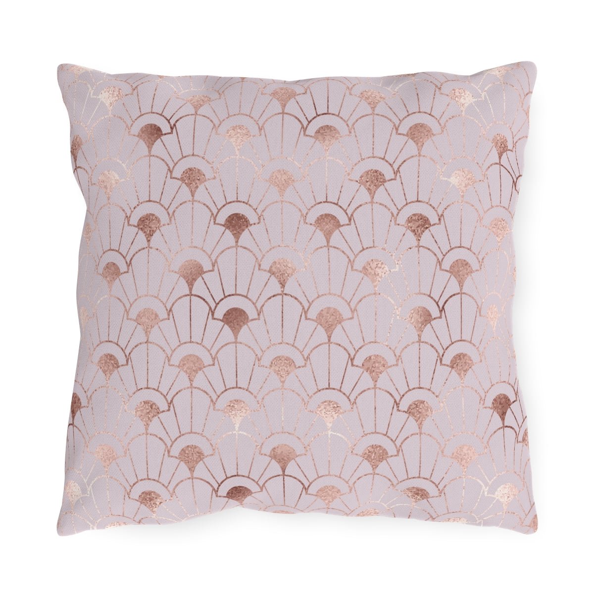 Rose Gold Art Deco Flowers Outdoor Pillow - Puffin Lime