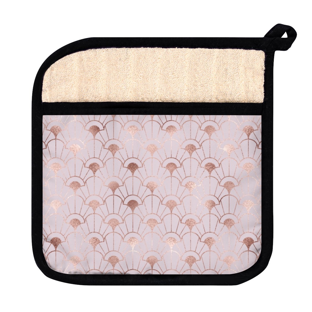 Rose Gold Art Deco Flowers Pot Holder with Pocket - Puffin Lime