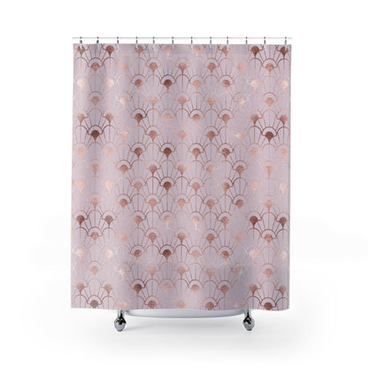 Rose Gold Art Deco Flowers Shower Curtain - Puffin Lime