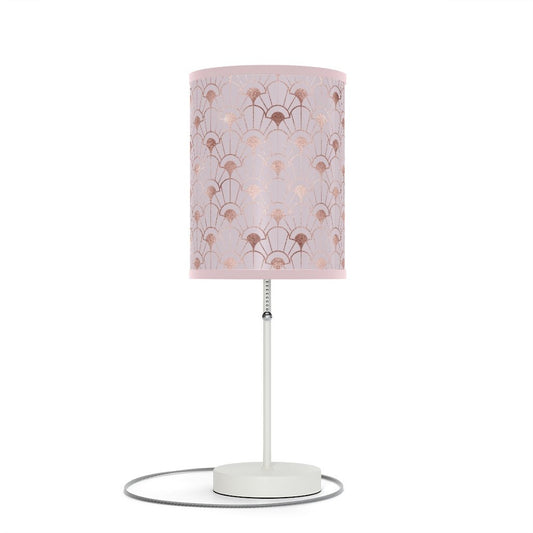 Rose Gold Art Deco Flowers Table Lamp - Puffin Lime