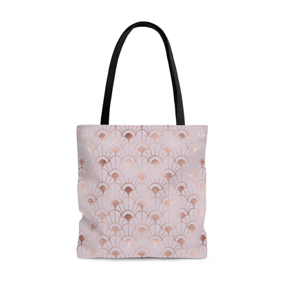 Rose Gold Art Deco Flowers Tote Bag - Puffin Lime