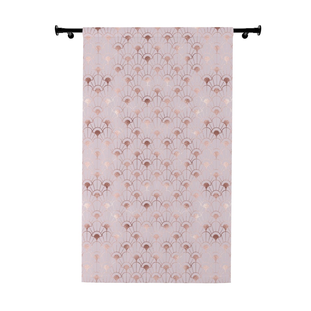 Rose Gold Art Deco Flowers Window Curtains (1 Piece) - Puffin Lime