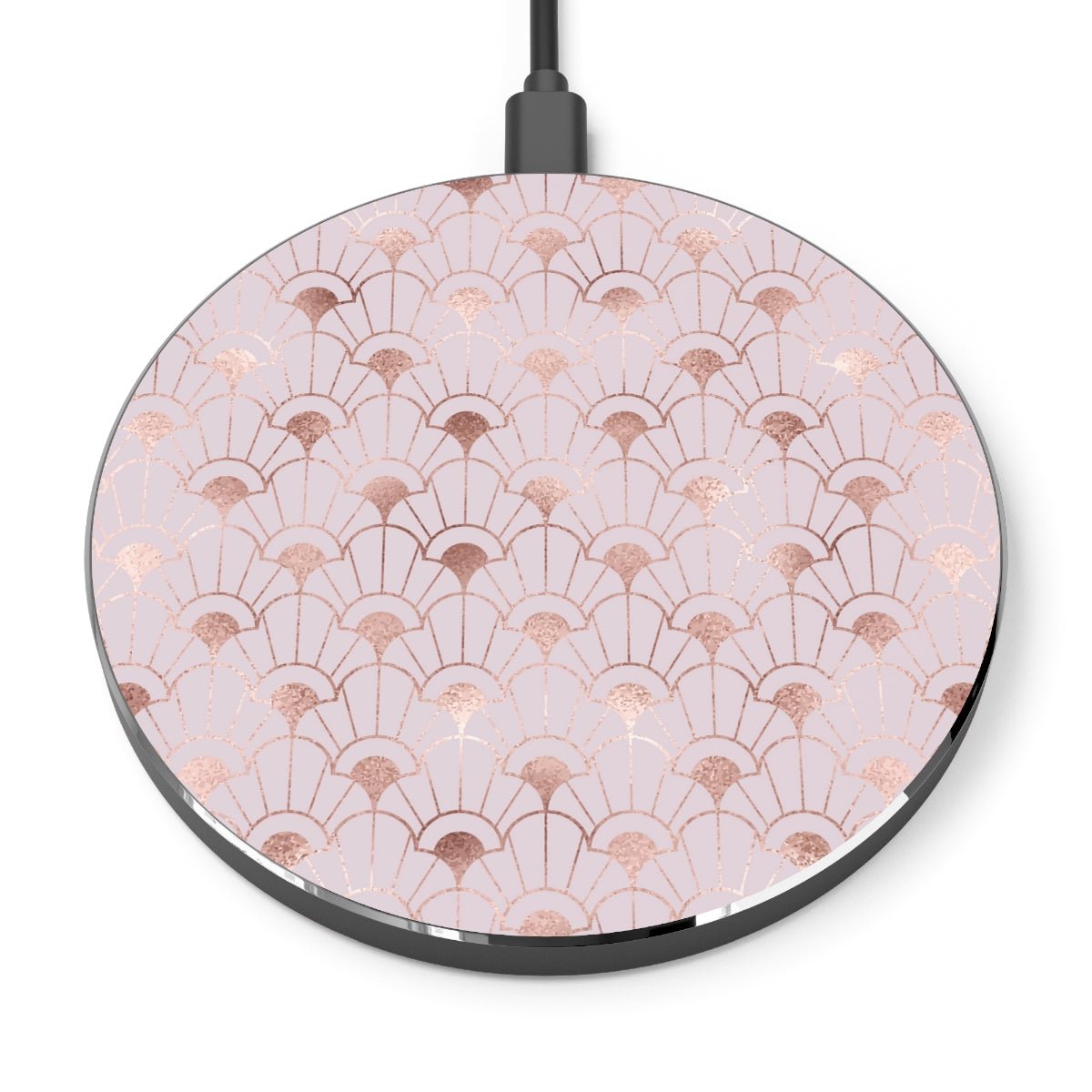 Rose Gold Art Deco Flowers Wireless Charger - Puffin Lime