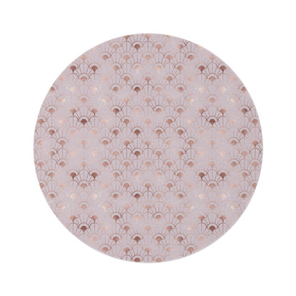 Rose Gold Art Deco Round Rug - Puffin Lime
