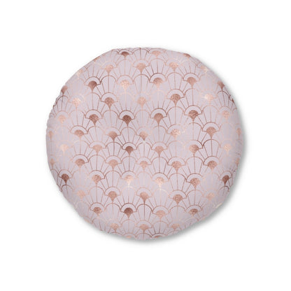 Rose Gold Art Deco Round Tufted Floor Pillow - Puffin Lime
