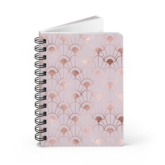 Rose Gold Art Deco Spiral Bound Journal - Puffin Lime
