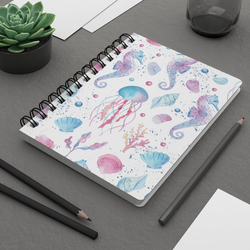 Seashells and Seahorses Spiral Bound Journal - Puffin Lime