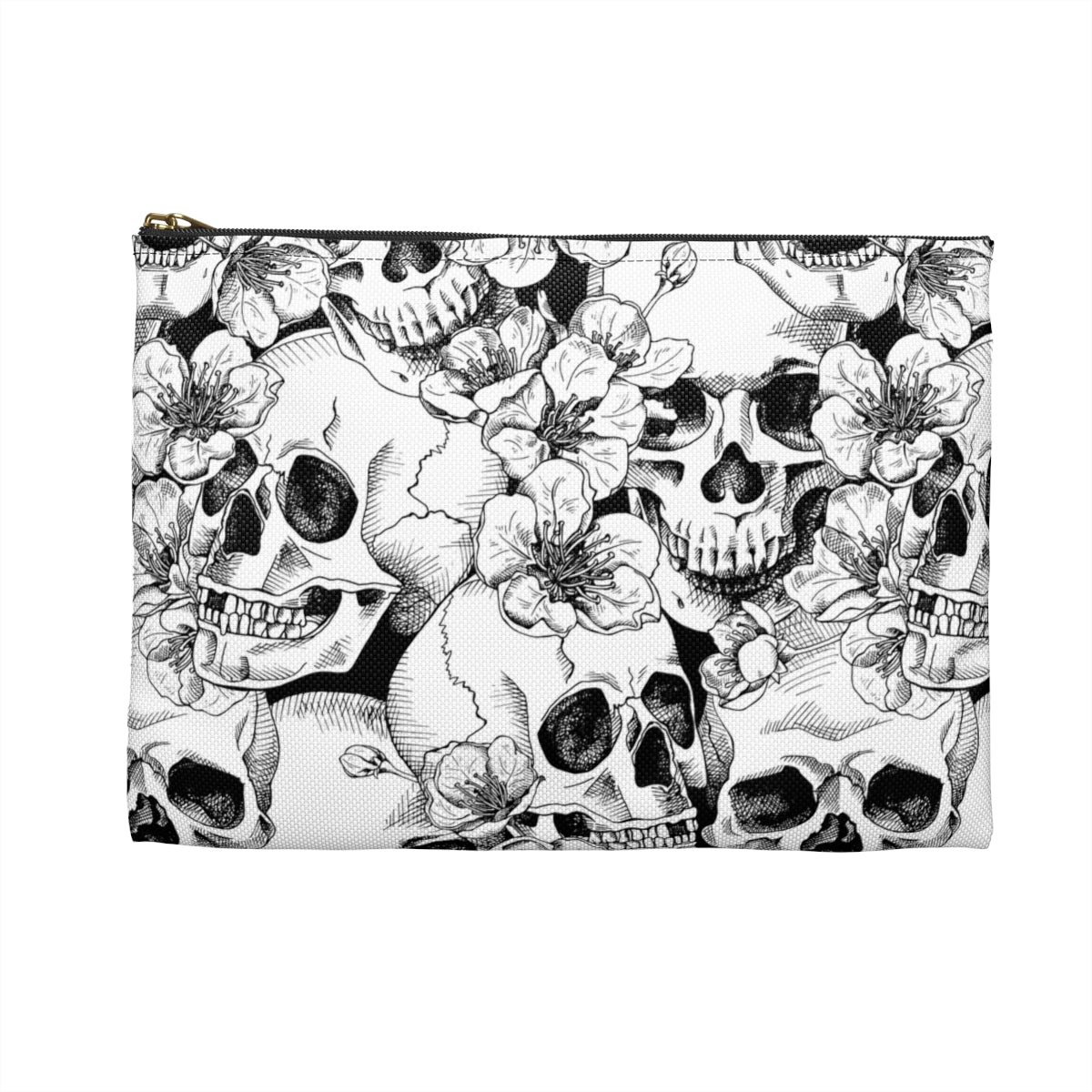 Skulls and Flowers Accessory Pouch - Puffin Lime