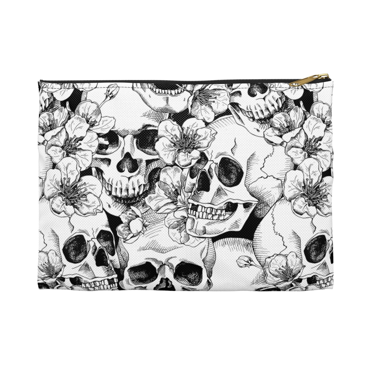 Skulls and Flowers Accessory Pouch - Puffin Lime