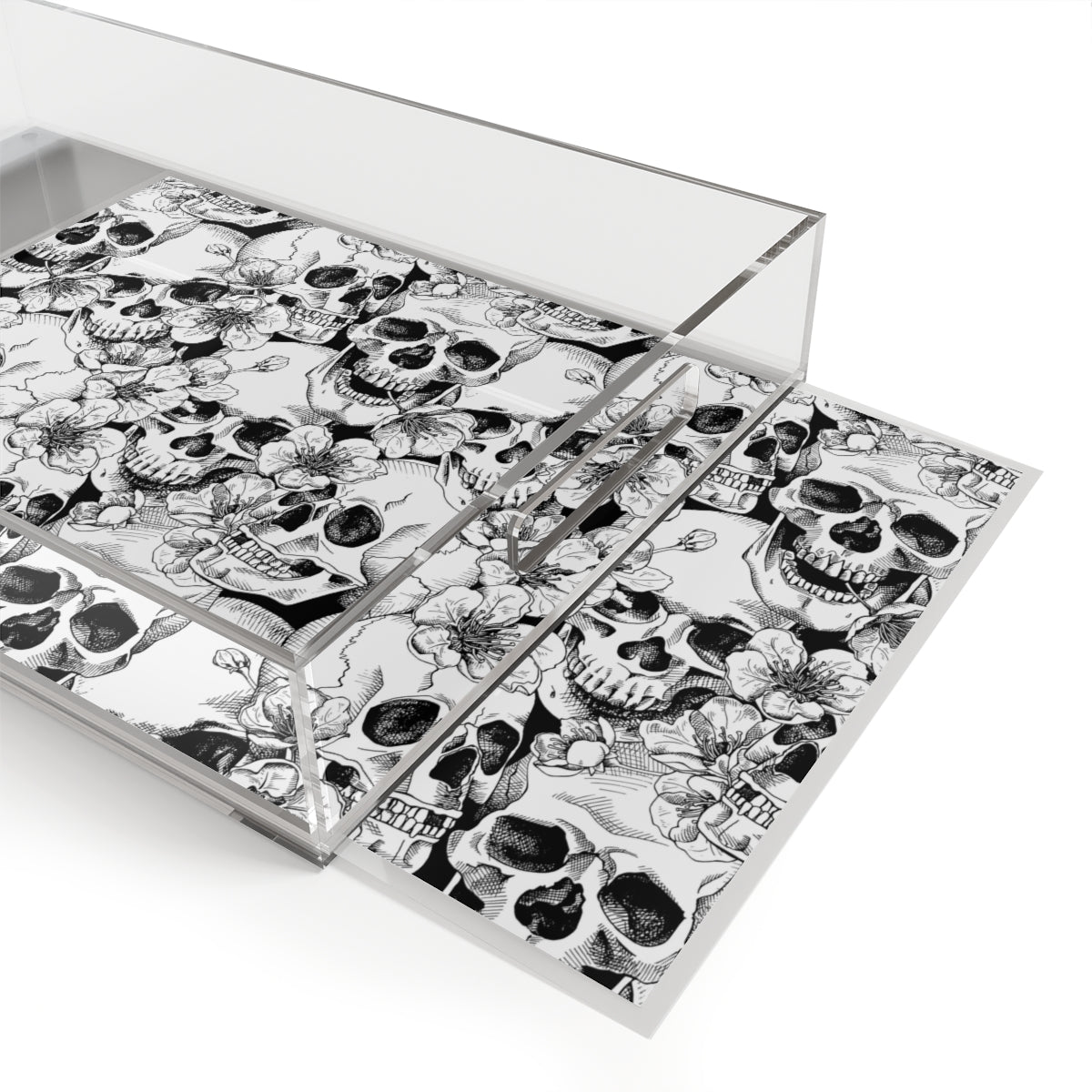 Skulls and Flowers Acrylic Serving Tray - Puffin Lime