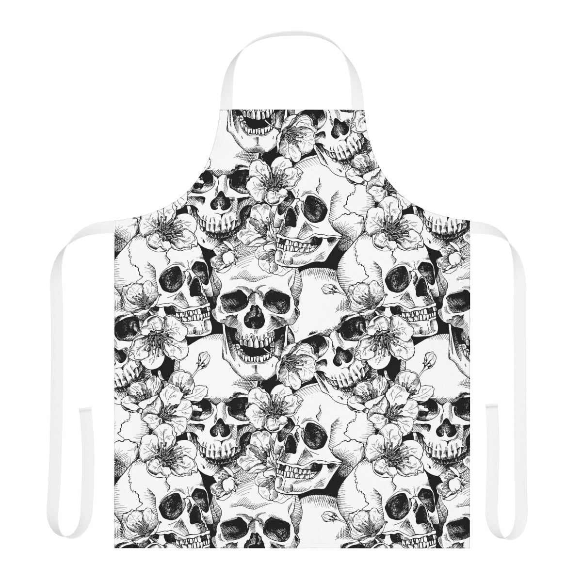 Skulls and Flowers Apron - Puffin Lime
