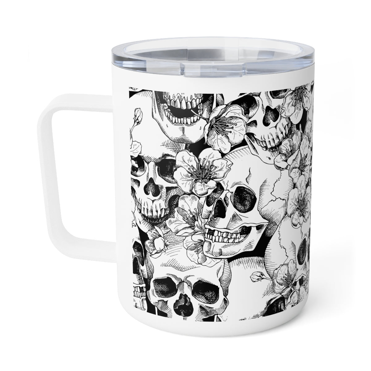 Skulls and Flowers Insulated Coffee Mug - Puffin Lime