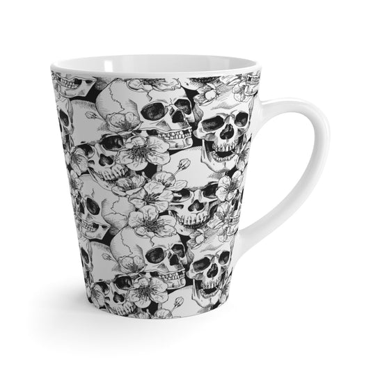 Skulls and Flowers Latte Mug - Puffin Lime