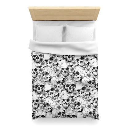 Skulls and Flowers Microfiber Duvet Cover - Puffin Lime