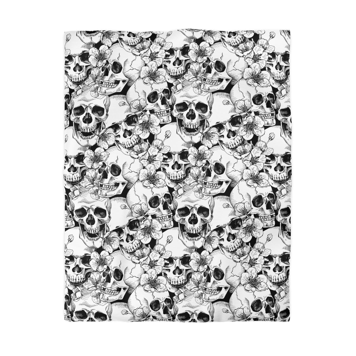 Skulls and Flowers Microfiber Duvet Cover - Puffin Lime