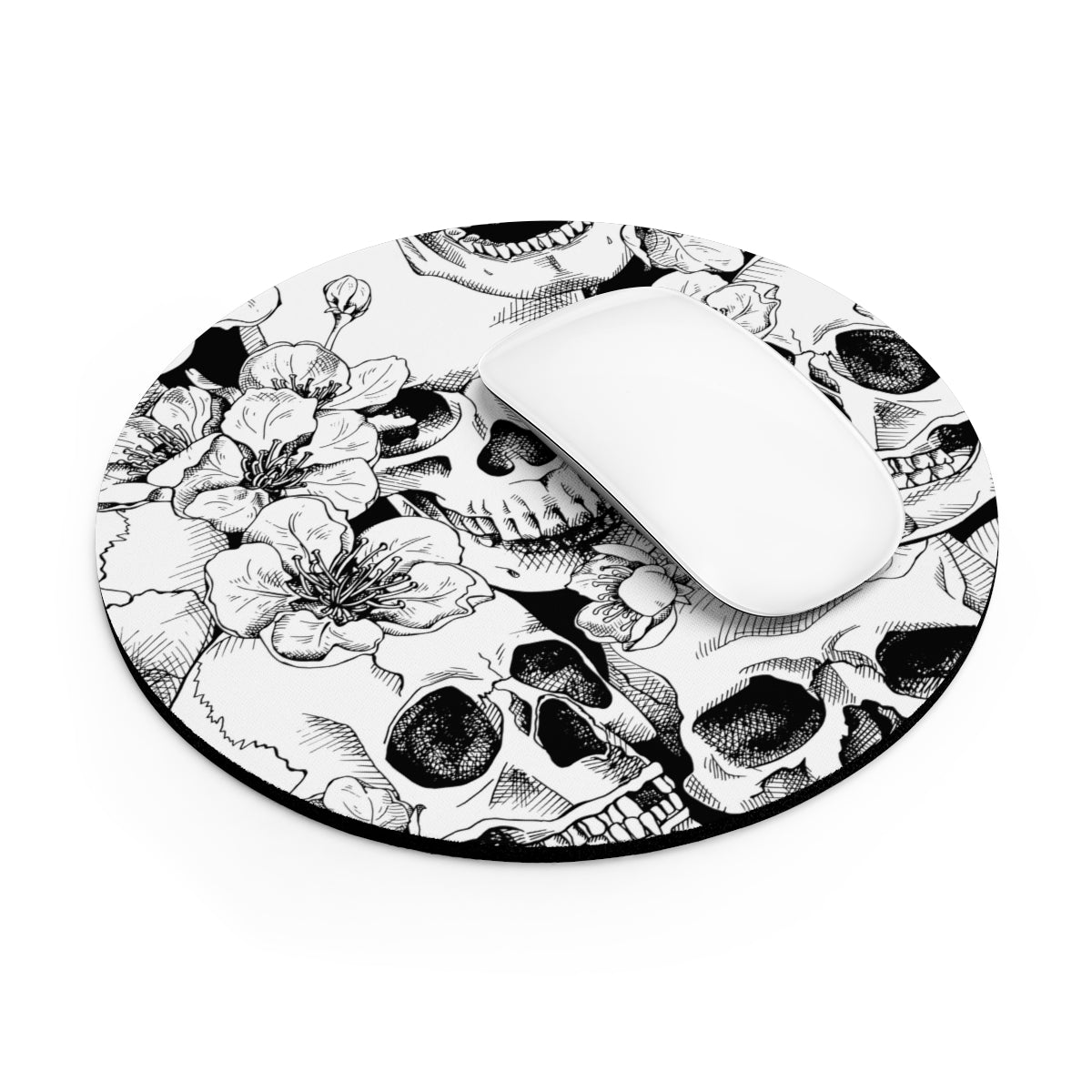 Skulls and Flowers Mouse Pad - Puffin Lime