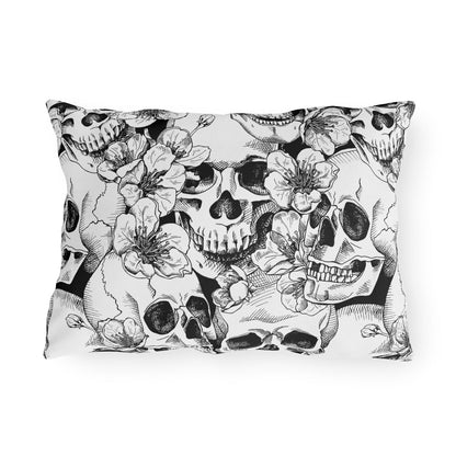 Skulls and Flowers Outdoor Pillow - Puffin Lime
