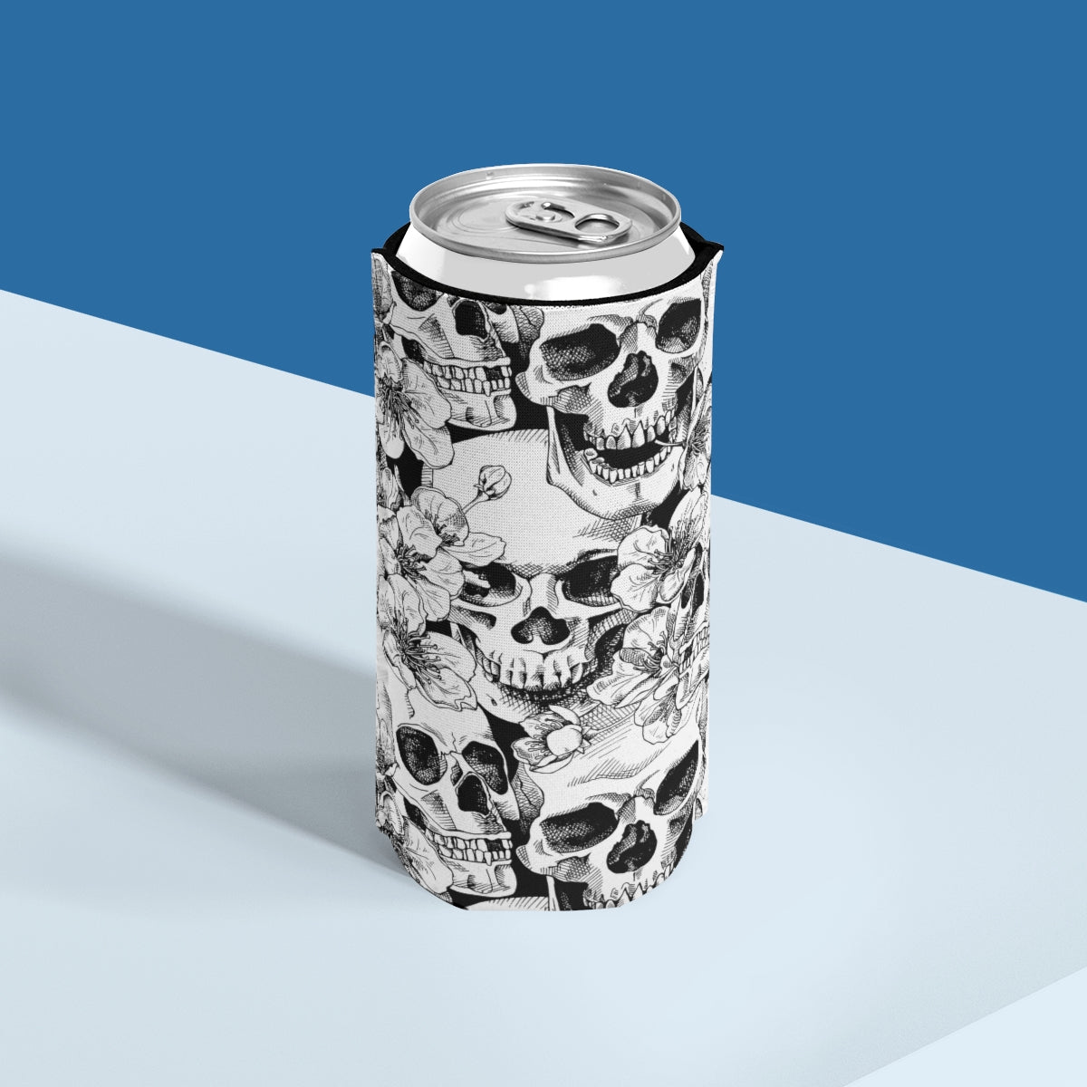 Skulls and Flowers Slim Can Cooler - Puffin Lime