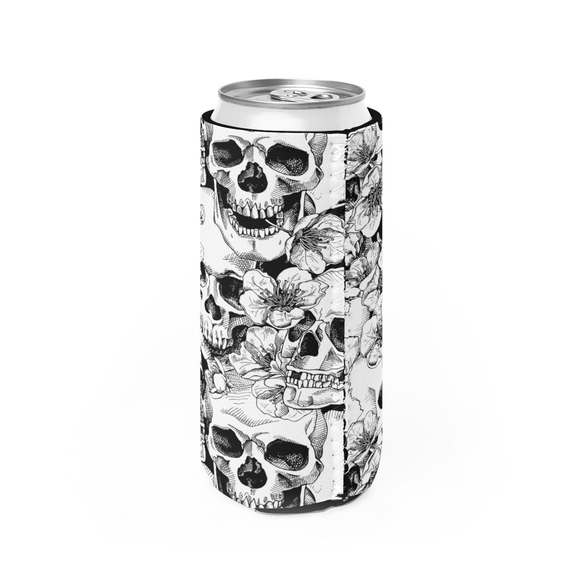 Skulls and Flowers Slim Can Cooler - Puffin Lime